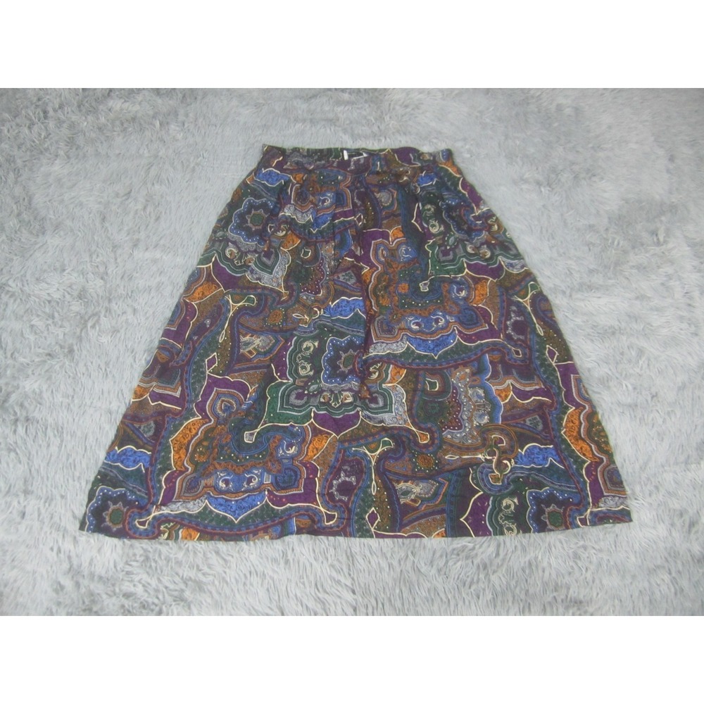 VTG Kenneth Mitchell Skirt Womens 12M Multicolor Geometric Made In USA Rayon‎